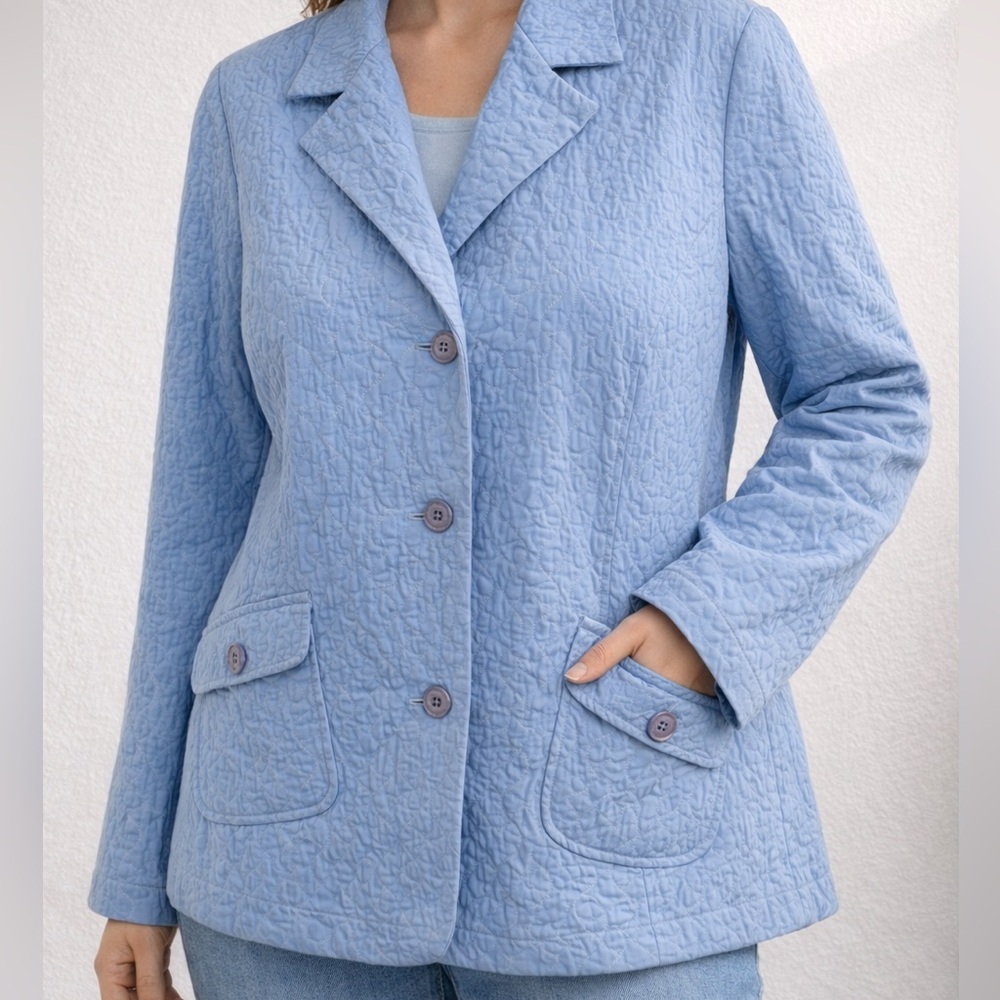 Vintage Sag Harbor Light Blue Quilted Blazer